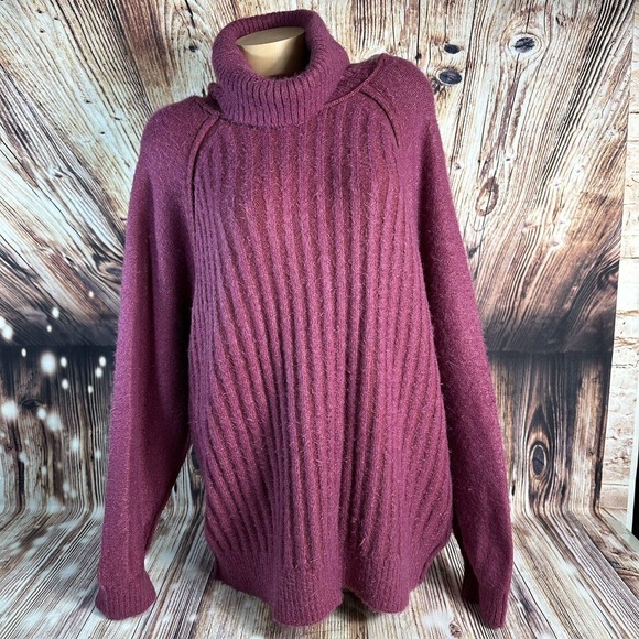 Free People Sweaters - NEW Free People Big City Womens Sz Large Mulberry Garnet Turtleneck Soft Sweater